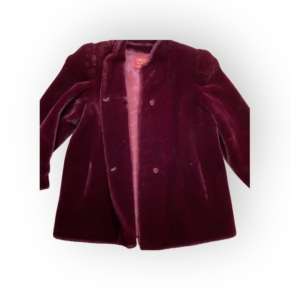 Vintage Sasson Maroon Plush Faux Fur Mob Wife Coat with Puff Sleeves - Size 16 - Picture 6 of 11